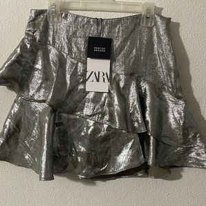 Silver/Metallic Ruffle Skirt